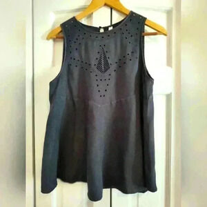 Gentlefawn sleeveless top | eyelet detail on front | Medium | Smokey Grey Blue